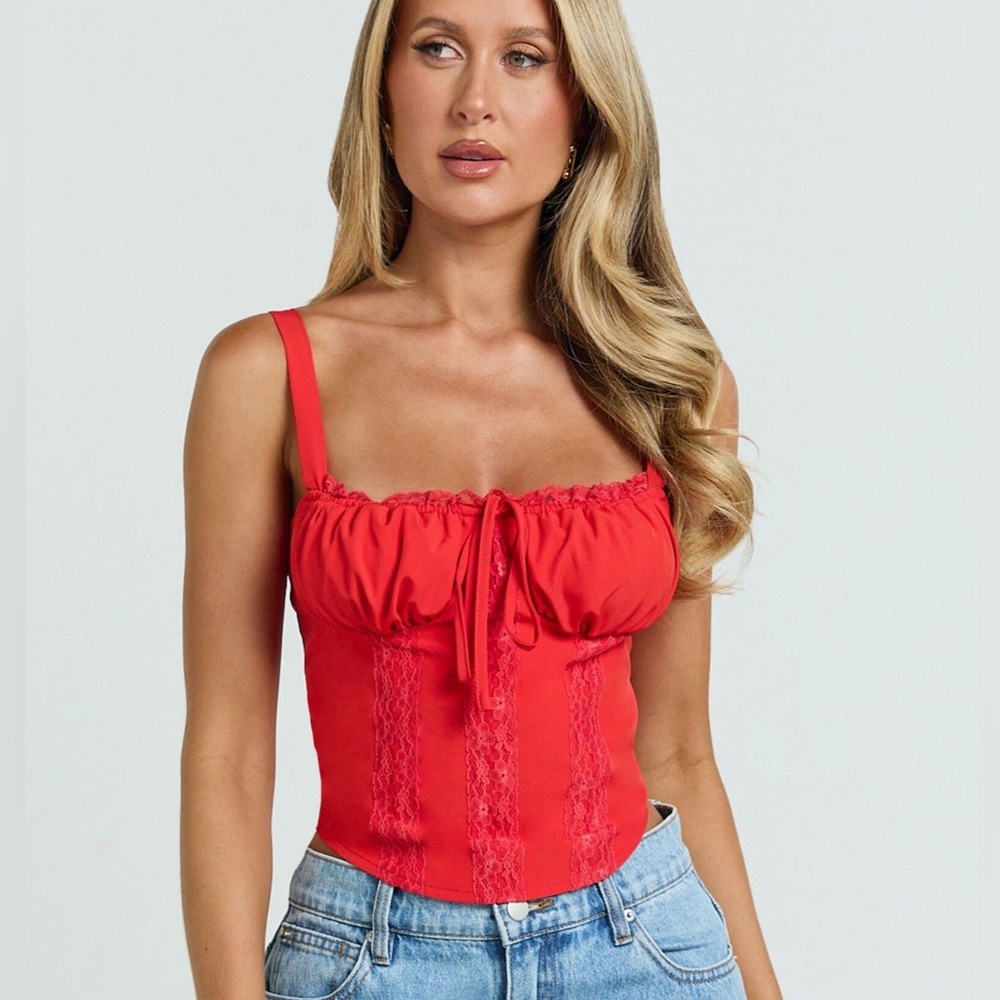 Showpo Red Lace Detail Blouse